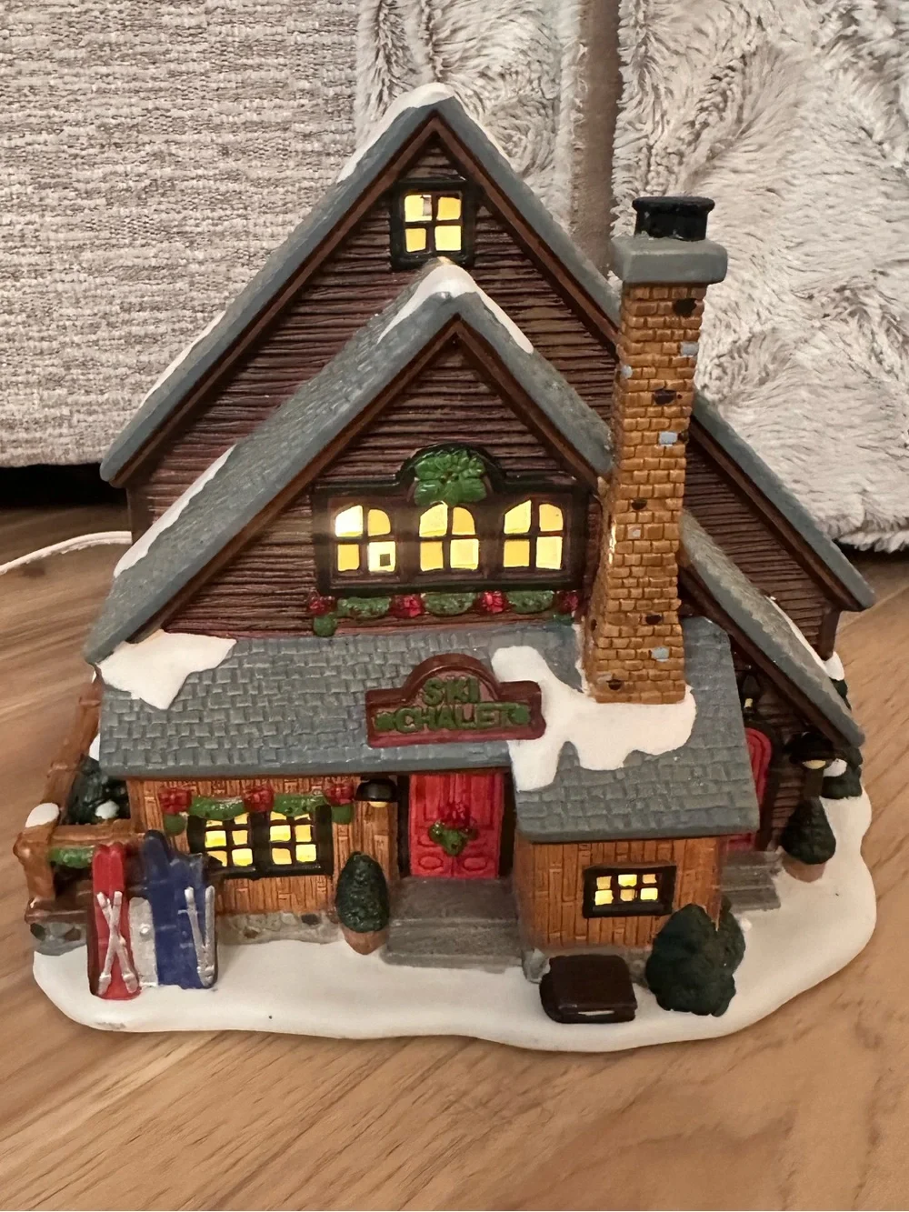 St. Nicholas Square Village Collection Ski Lodge Lighted Christmas Village